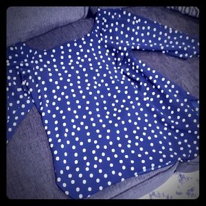 Navy Polka Dot White Blouse